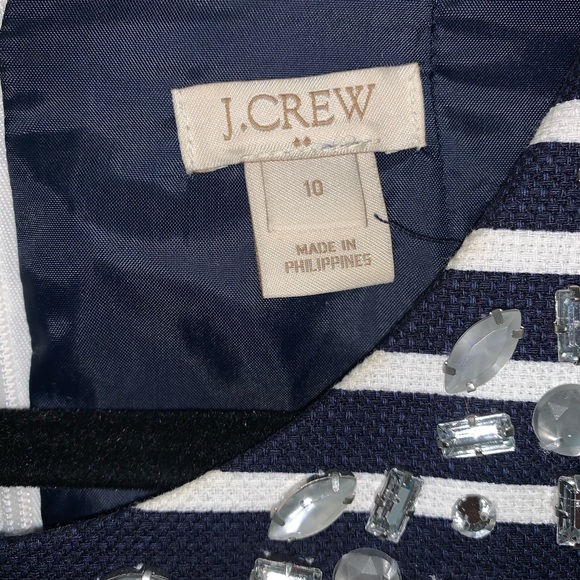 Striped navy and white J. Crew dress - Picture 2 of 5